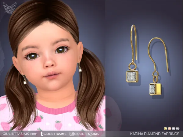 Alpha Karina Diamond Drop Earrings For Toddlers - The Sims 4 Custom Content