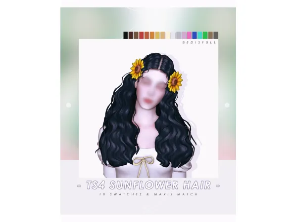 Maxis Match BED_TS4 FM MM sunflower hair hair pin sets - The Sims 4 Custom Content