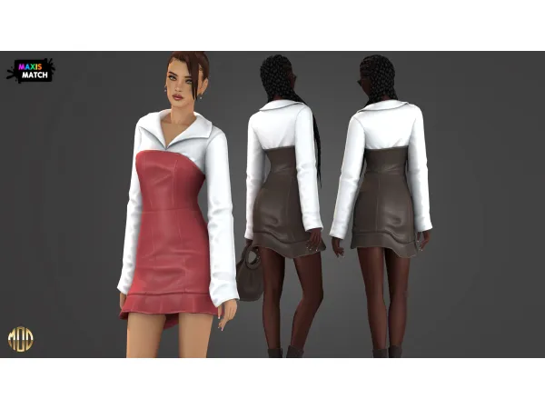 Maxis Match Esme Set Dress by Modco Studios - The Sims 4 Custom Content