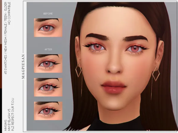 Mix MM 3D Eyelash v5 by magpiesan - The Sims 4 Custom Content