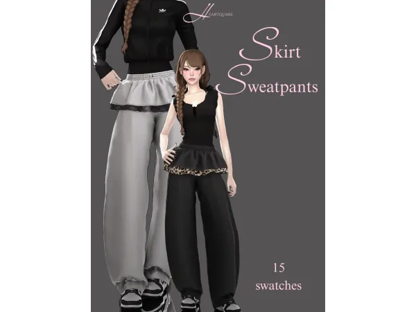 Maxis Match heartquake u2661 skirt sweatpants - The Sims 4 Custom Content