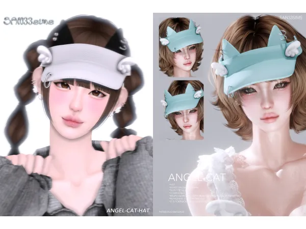 Alpha u3010333u3011Angel Cat Hat by san33 - The Sims 4 Custom Content