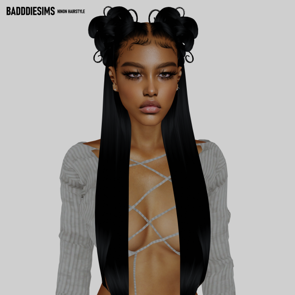 Mix NINON HAIRSTYLE by simsfinds - The Sims 4 Custom Content