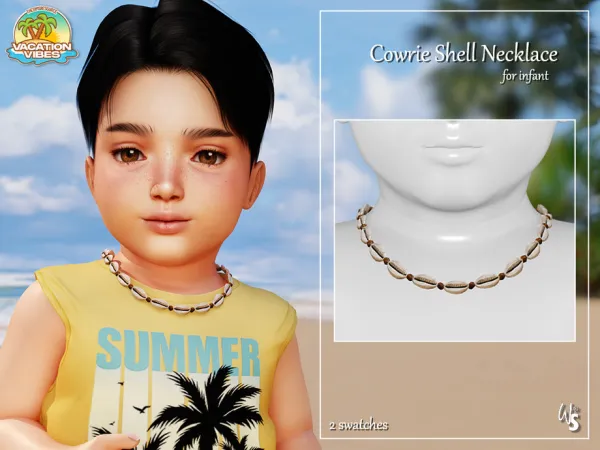 Alpha Vacation Vibes Cowrie Shell Necklace for infant - The Sims 4 Custom Content
