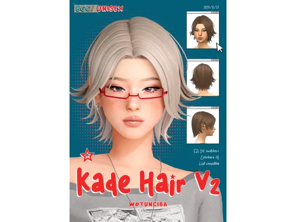 Maxis Match Kade Hair V2 by wotunciba - The Sims 4 Custom Content