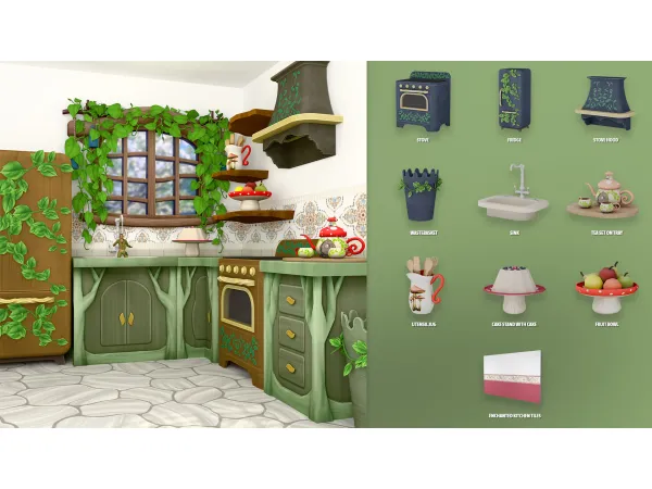 Maxis Match ENCHANTED KITCHEN EXTRAS by ModCo Studios - The Sims 4 Custom Content
