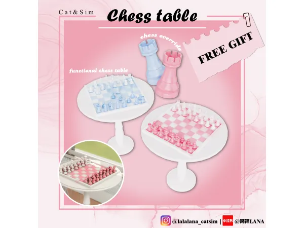 Mix chess table chess override by lalalana - The Sims 4 Custom Content