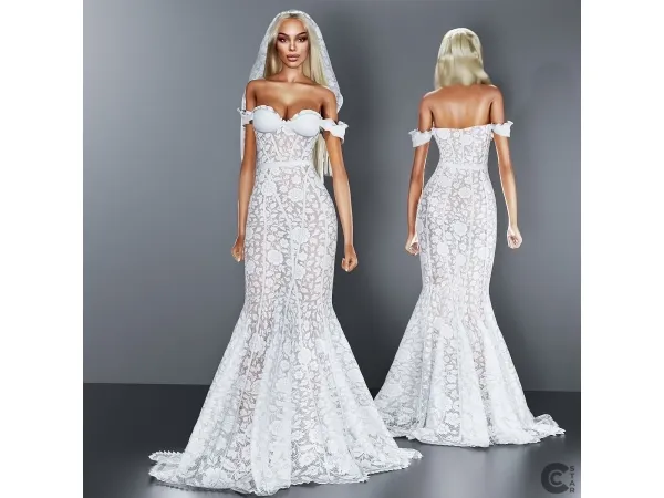 Alpha Wedding Lace Mermaid Gown cool_content_star - The Sims 4 Custom Content
