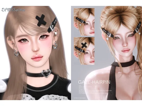 Alpha u3010333u3011Gaze Hairpin by san33 - The Sims 4 Custom Content