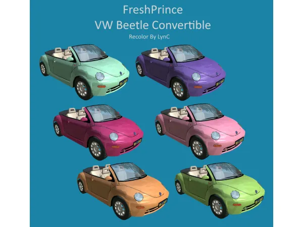 FreshPrince VW Beetle Convertible Recolor by lyncsims - The Sims 2 Custom Content