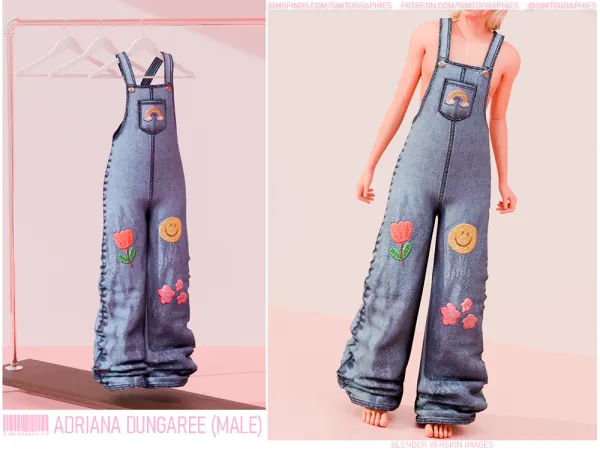 Alpha Adriana Dungaree Male by simtographies - The Sims 4 Custom Content