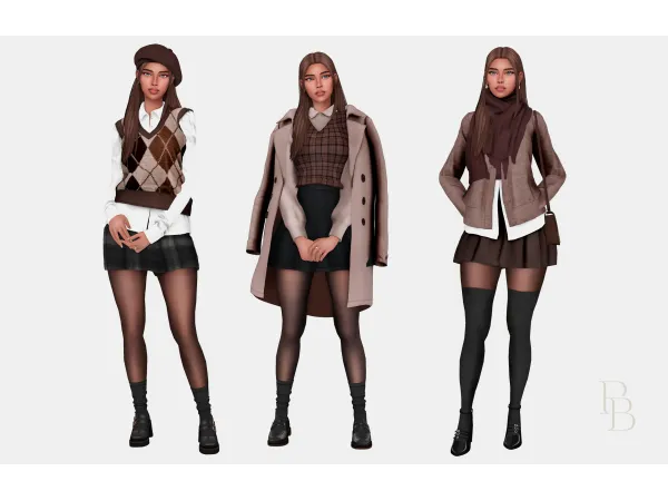 Mix Dark Academia Lookbook ft Evelynn by passiberri - The Sims 4 Custom Content