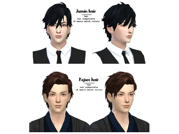 Maxis Match Kojuro Jumin hair by meghewlett - The Sims 4 Custom Content