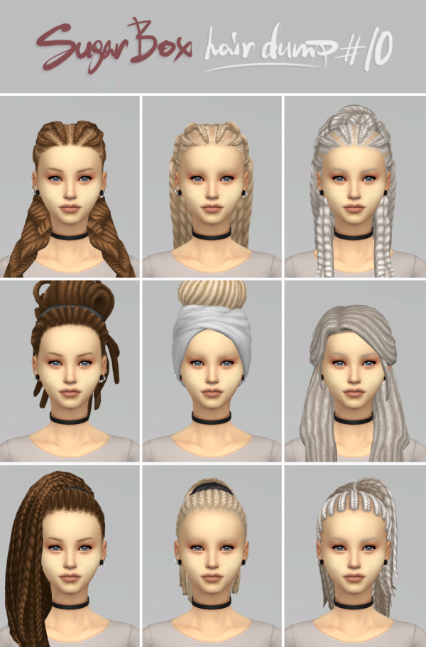 Maxis Match 17 female dreadbraided hair for SugarBox defaults override by simsfinds - The Sims 4 Custom Content