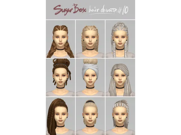 Maxis Match 17 female dreadbraided hair for SugarBox defaults override - The Sims 4 Custom Content