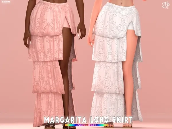 Mix Margarita Summer Long skirt bluerosesims - The Sims 4 Custom Content