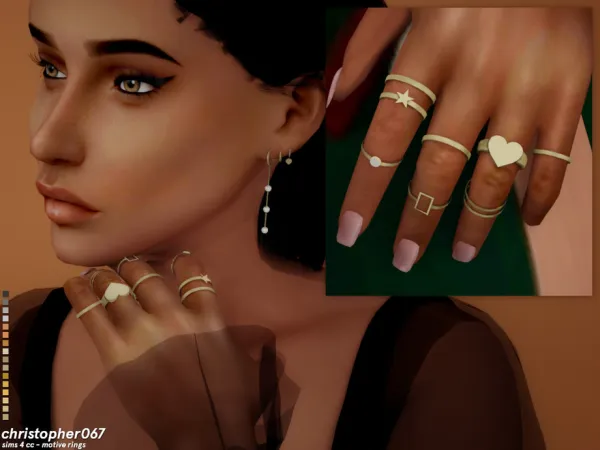 Mix MONET ring set - The Sims 4 Custom Content