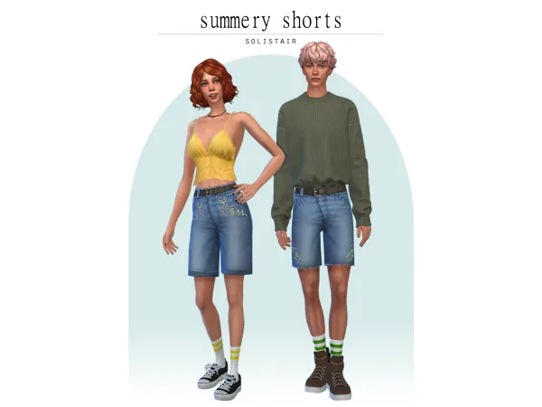 Maxis Match Summery Shorts (Male Female) by solistair - The Sims 4 Custom Content