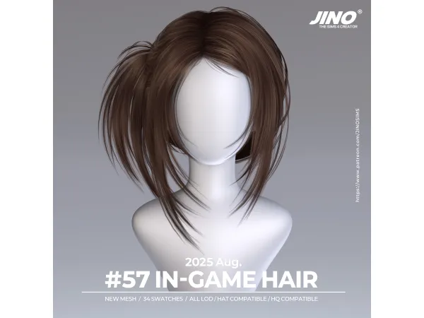 Alpha [JINO] HAIR N57 - The Sims 4 Custom Content