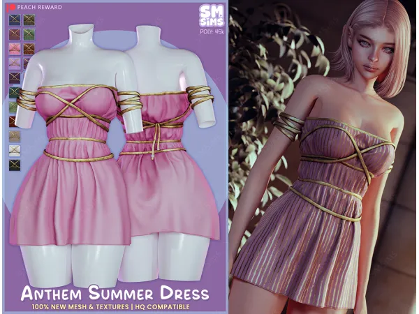 Alpha PEACH Anthem Summer Dress by SMSims - The Sims 4 Custom Content