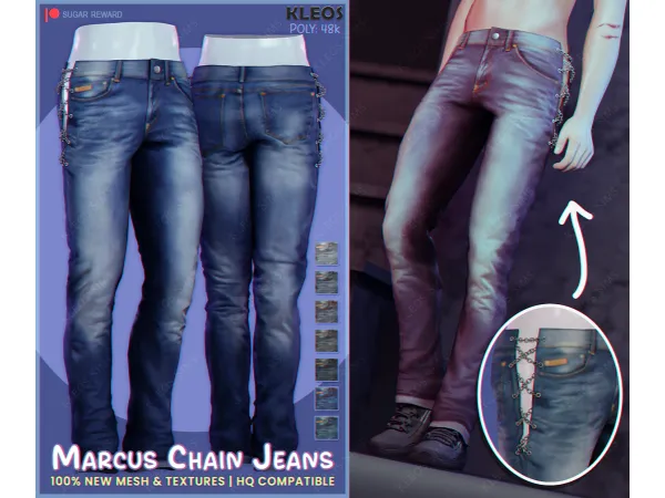Alpha Marcus Chain Jeans by Kleos Sims - The Sims 4 Custom Content