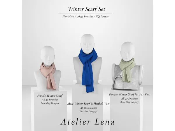 Alpha [Atelier Lena X BDD] Winter Scarf Set - The Sims 4 Custom Content