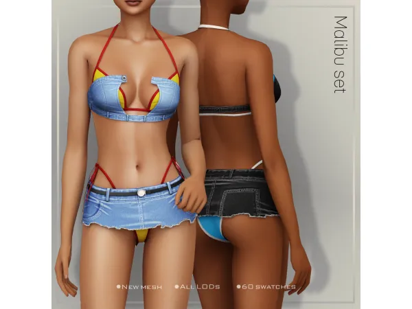 Alpha Belaloallure Denim Rush collection Malibu - The Sims 4 Custom Content