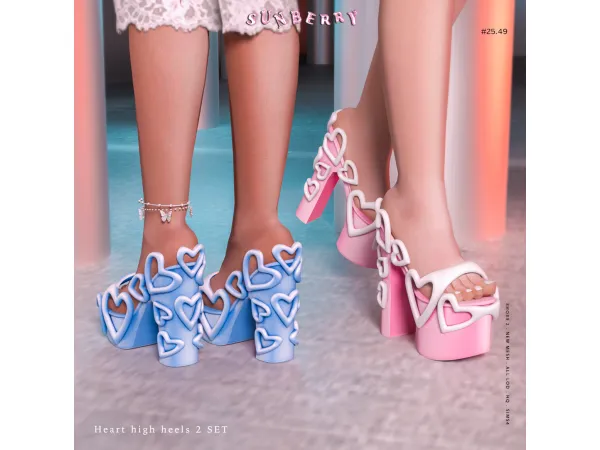 Alpha [SUNBERRY] 2549 Heart high heels 2Set - The Sims 4 Custom Content
