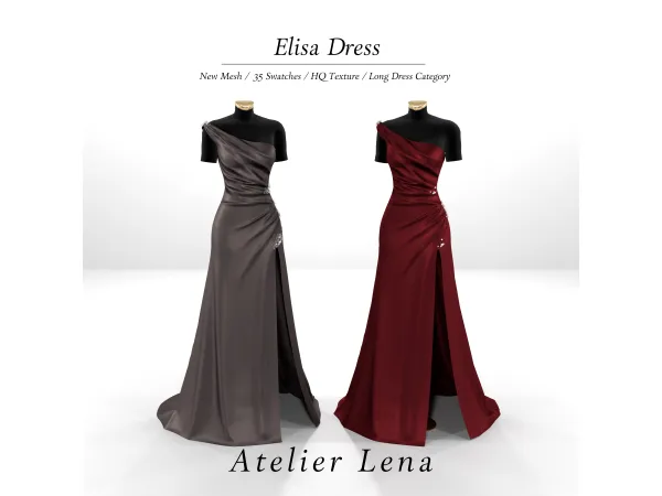 Alpha Elisa Dress by Atelier Lena - The Sims 4 Custom Content