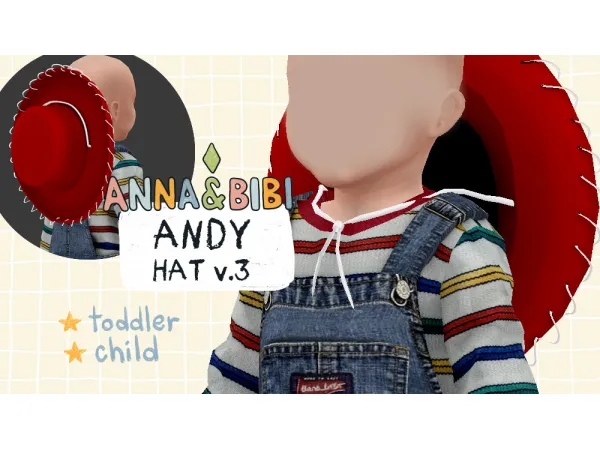 Mix Andy V3 Cowboy Hat Toddler and Child AnnaBibi - The Sims 4 Custom Content