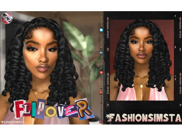 Alpha Curly flip over by FashionSimsta - The Sims 4 Custom Content