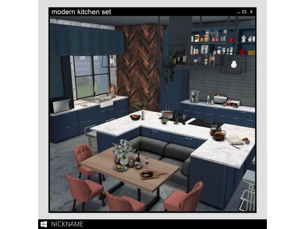 Mix modern kitchen set by give me a nickname - The Sims 4 Custom Content