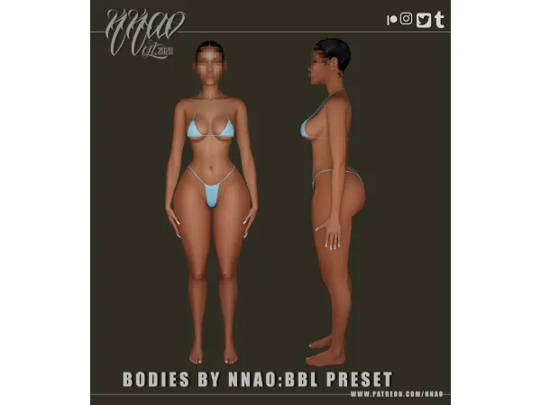 Alpha Bodies by NNAO The BBL Preset by NNAO - The Sims 4 Custom Content