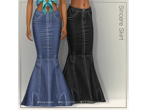Alpha Belaloallure Denim Rush collection Sincere Skirt - The Sims 4 Custom Content