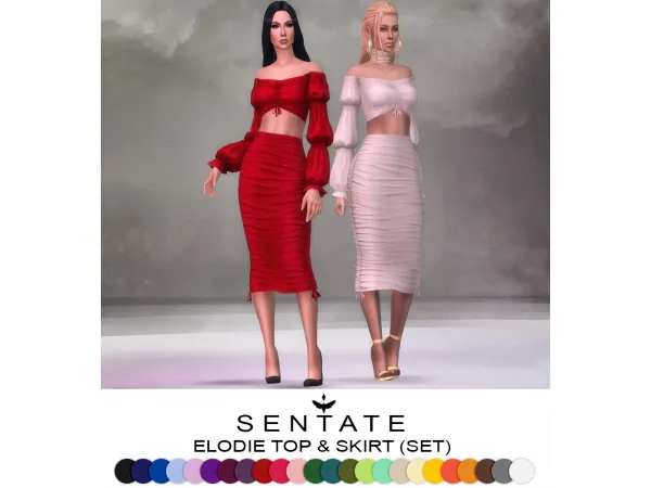 Maxis Match Elodie Top Skirt set by semtate - The Sims 4 Custom Content