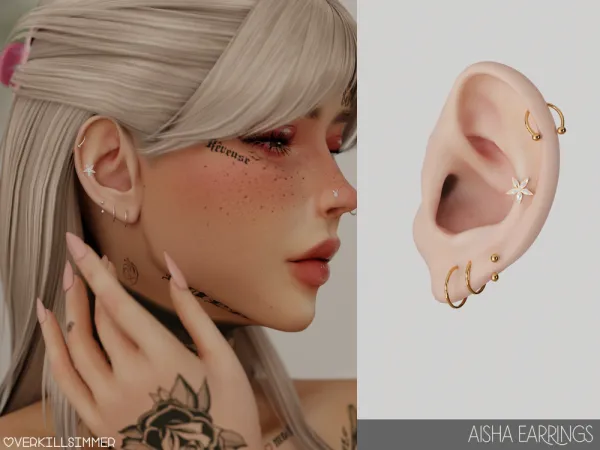 Alpha Aisha earrings - The Sims 4 Custom Content