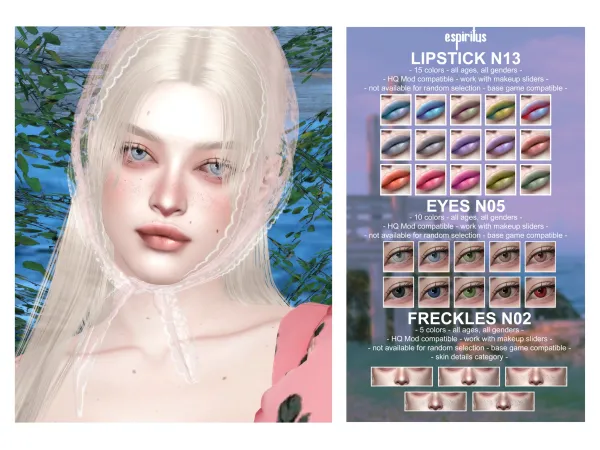 Alpha espiritus lipstick n13 eyes n05 freckles n02 - The Sims 4 Custom Content