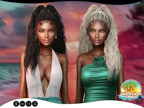 Alpha Vacation Vibes Dieula Hairstyle v3 - The Sims 4 Custom Content