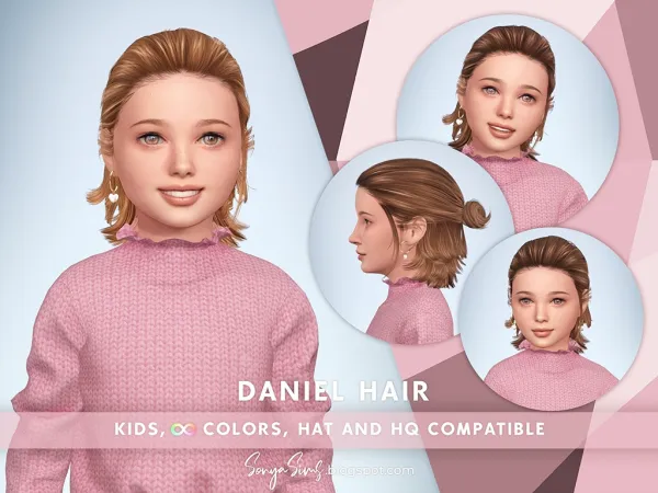 Alpha Daniel Hair for Females (No Bangs) Kids - The Sims 4 Custom Content