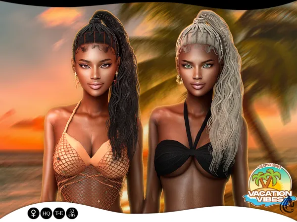 Alpha Vacation Vibes Dieula Hairstyle v4 - The Sims 4 Custom Content