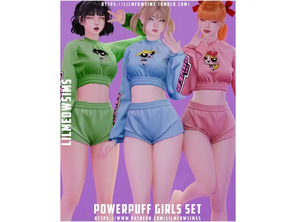 Alpha PowerPuff Set - The Sims 4 Custom Content