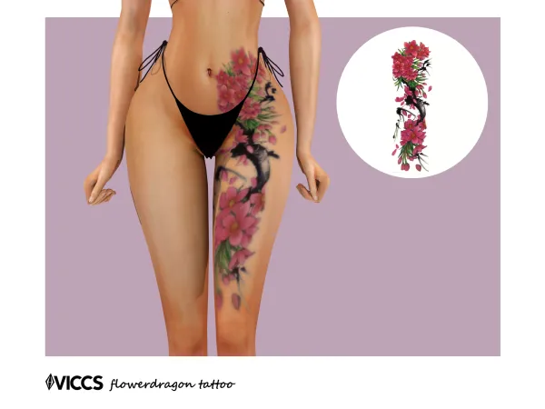 Mix VICCS_FLOWERDRAGON TATTOO (TEEN ELDER) - The Sims 4 Custom Content