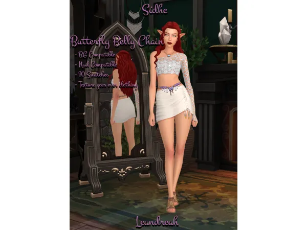 Maxis Match Sidhe Butterfly Belly Chain by Leandreah - The Sims 4 Custom Content