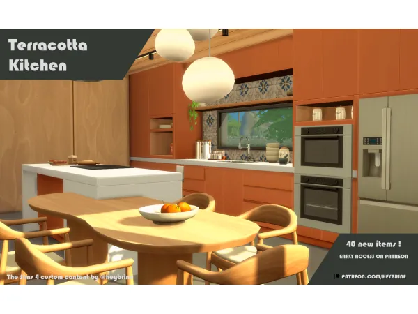 Maxis Match Terracotta Kitchen by HeyBrine - The Sims 4 Custom Content