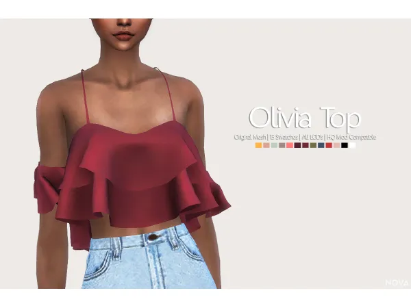 Mix OliviaTop by Novasim - The Sims 4 Custom Content