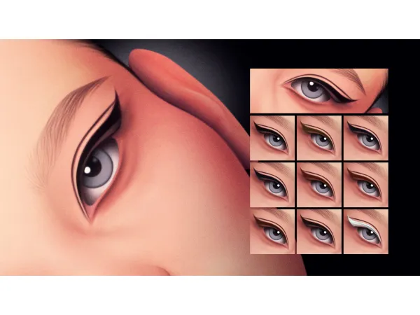 Mix MINIMAL WING EYELINER MC08 V2 by Cosimetic - The Sims 4 Custom Content