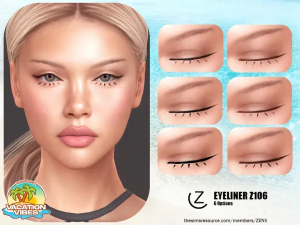 Mix EYELINER Z106 by ZENX - The Sims 4 Custom Content