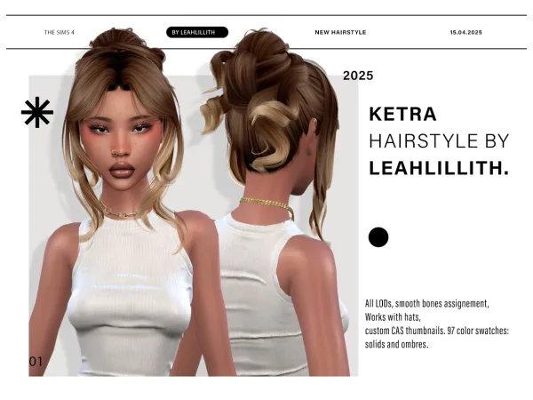 Alpha Ketra Hairstyle by leahlillith - The Sims 4 Custom Content