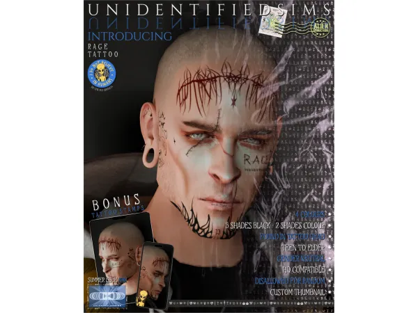 Mix Rage Tattoo with Bonus Stamps - The Sims 4 Custom Content