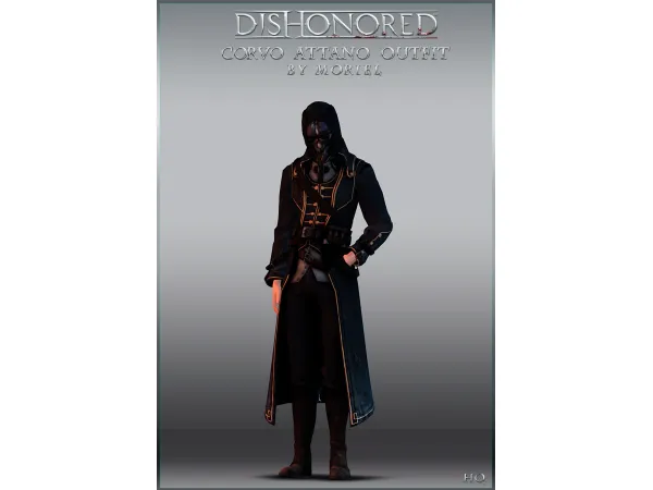 Alpha Corvo Attano outfit mask Dishonored by Moriel - The Sims 4 Custom Content